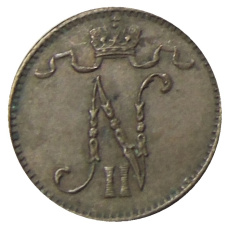 Монета 1 пенни 1915 года Русская Финляндия (реверс)