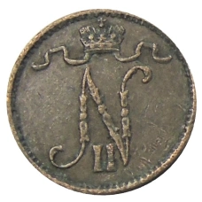 Монета 1 пенни 1909 года Русская Финляндия (реверс)