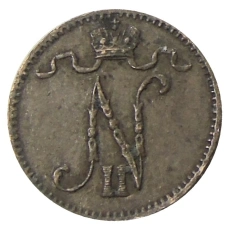 Монета 1 пенни 1907 года Русская Финляндия (реверс)