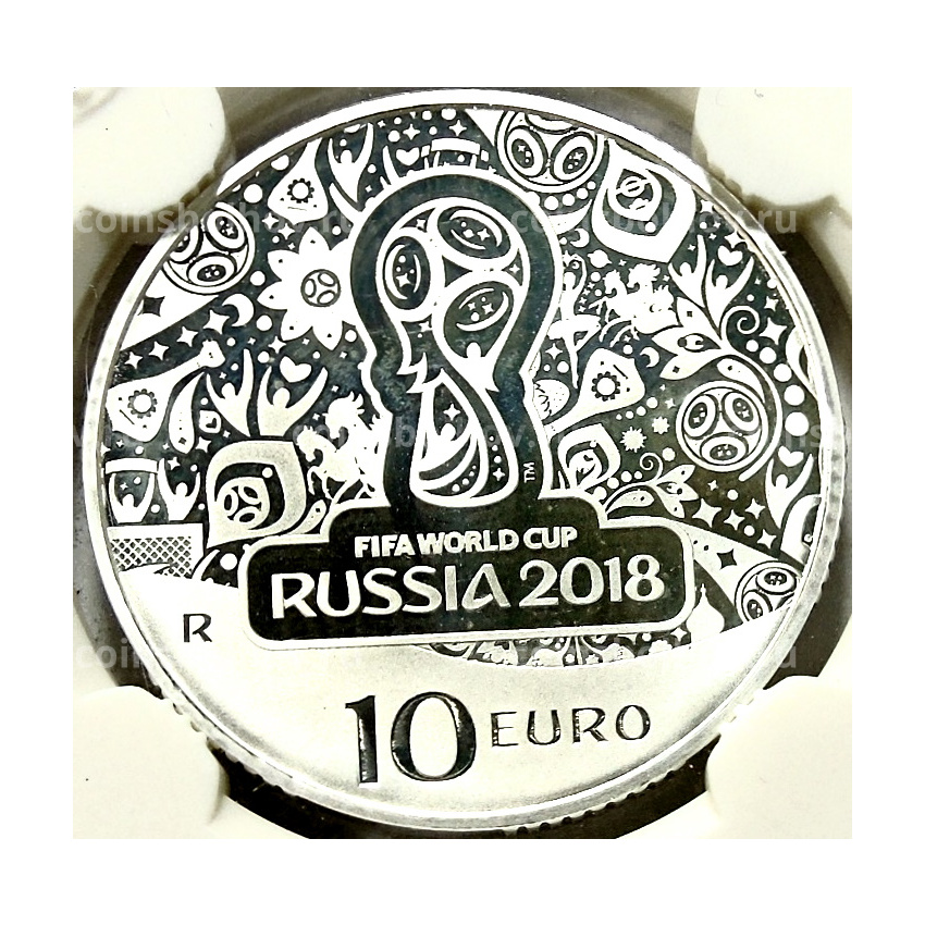 Монета 10 евро 2018 года Италия «Чемпионат мира по футболу 2018, Россия» (в слабе)