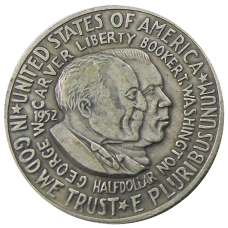 1/2 доллара (50 центов) 1952 года «Джордж Вашингтон Карвер и Букер Талиафер Вашингтон» США — Копия