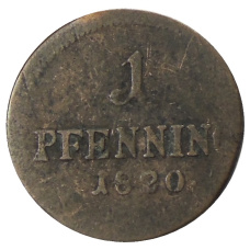 Монета 1 пфенниг 1820 года Германсике государства — Бавария (аверс)