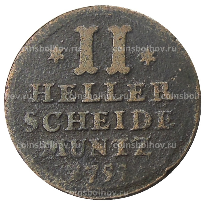 Монета 2 геллера 1755 года Германские государства — Гессен-Кассель