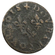 Монета 2 денье турнуа Франция (реверс)