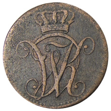 Монета 2 геллера 1818 года Германские государства — Гессен-Кссель (реверс)