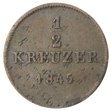 Монета 1/2 крейцера 1845 года Германские государства — (аверс)