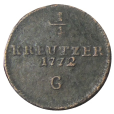 Монета 1/4 крейцера 1772 года G Германские государства — Бургау (аверс)