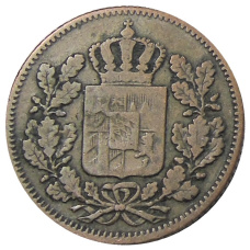 Монета 1/2 крейцера 1854 года Германские государства — Бавария (реверс)