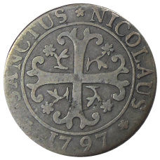 Монета 1/2 батцена 1797 года Швейцария — Фрибур (аверс)