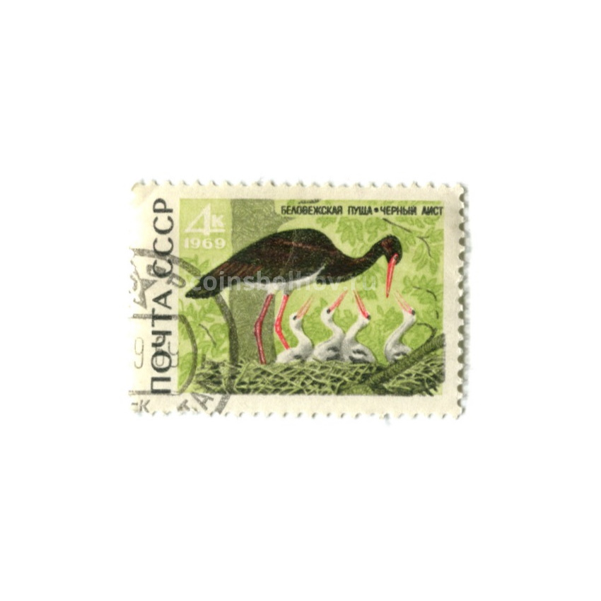 Марка «Беловежская пуща — Черный аист» 1969 год