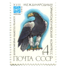 Марка «XVIII международный орнитологический конгресс — Белоплечий орлан» 1982 год