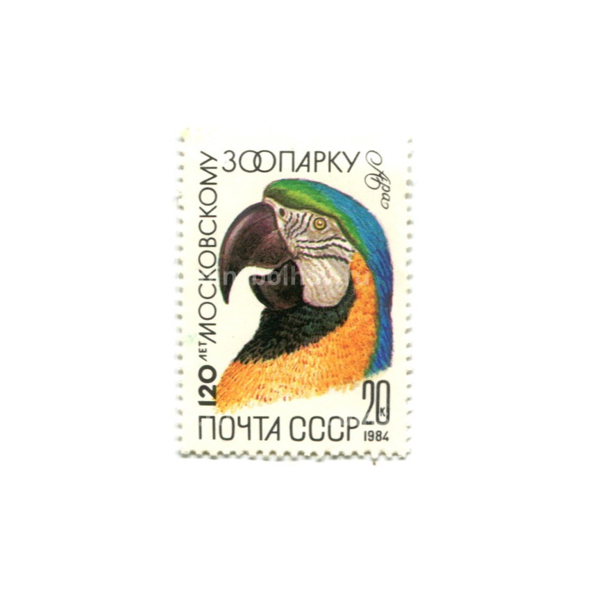 Марка «120 лет московскому зоопарку — Ара» 1984 год