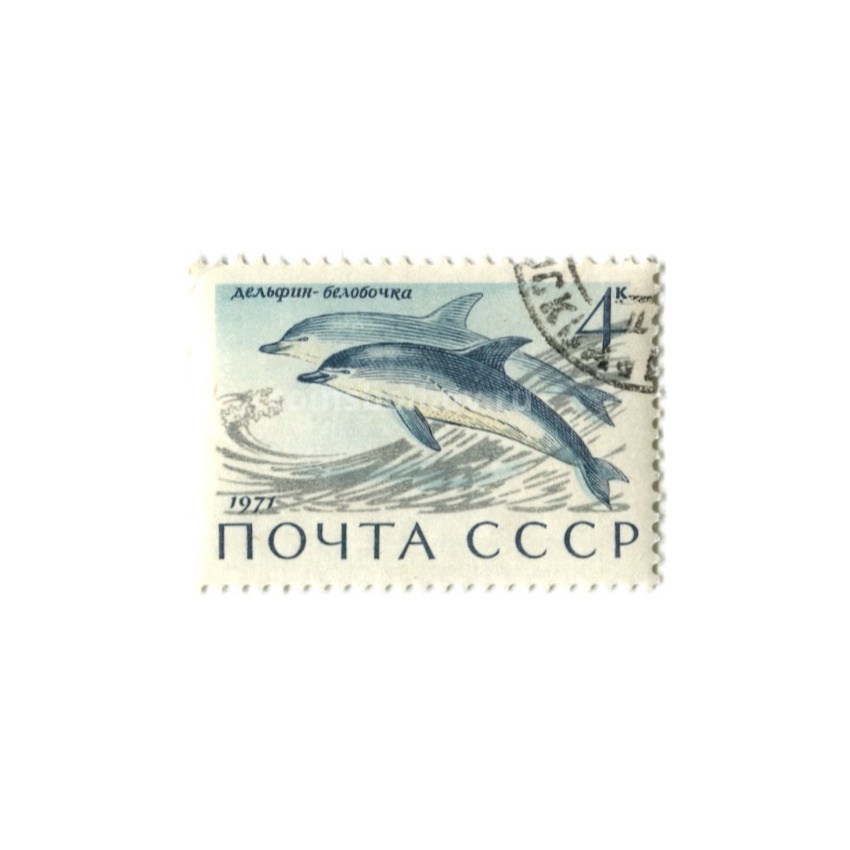 Марка «Дельфин-белобочка» 1971 год