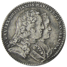 Медаль  Король Людовик XV и Королева Мария Лещинская 1730 года Франция — Копия