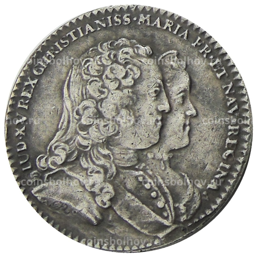 Медаль  Король Людовик XV и Королева Мария Лещинская 1730 года Франция — Копия