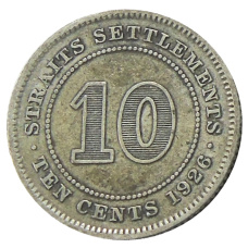 Монета 10 центов 1926 года Стрейтс Сетлментс (аверс)