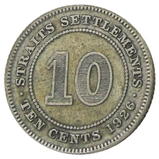 Монета 10 центов 1926 года Стрейтс Сетлментс (аверс)