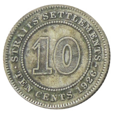 Монета 10 центов 1926 года Стрейтс Сетлментс (аверс)