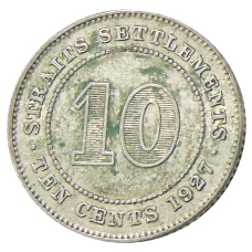 Монета 10 центов 1927 года Стрейтс Сетлментс (аверс)