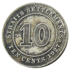Монета 10 центов 1927 года Стрейтс Сетлментс (аверс)