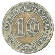 Монета 10 центов 1926 года Стрейтс Сетлментс (аверс)