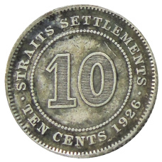 Монета 10 центов 1926 года Стрейтс Сетлментс (аверс)