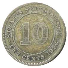 Монета 10 центов 1926 года Стрейтс Сетлментс (аверс)