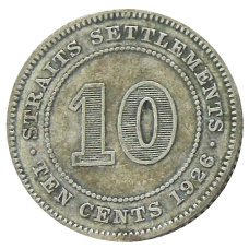 Монета 10 центов 1926 года Стрейтс Сетлментс (аверс)