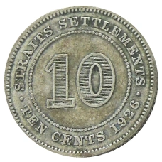 Монета 10 центов 1926 года Стрейтс Сетлментс (аверс)
