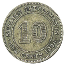 Монета 10 центов 1926 года Стрейтс Сетлментс (аверс)