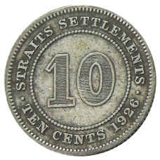 Монета 10 центов 1926 года Стрейтс Сетлментс (аверс)