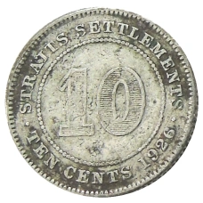 Монета 10 центов 1926 года Стрейтс Сетлментс (аверс)
