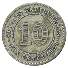 Монета 10 центов 1926 года Стрейтс Сетлментс (аверс)