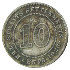 Монета 10 центов 1926 года Стрейтс Сетлментс (аверс)