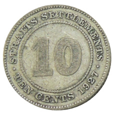 Монета 10 центов 1927 года Стрейтс Сетлментс (аверс)