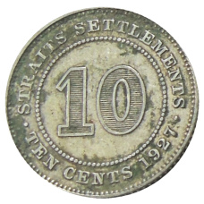 Монета 10 центов 1927 года Стрейтс Сетлментс (аверс)