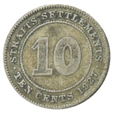 Монета 10 центов 1927 года Стрейтс Сетлментс (аверс)
