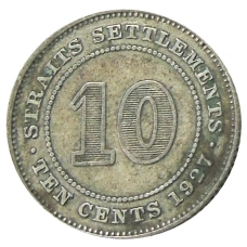 Монета 10 центов 1927 года Стрейтс Сетлментс (аверс)