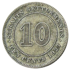 Монета 10 центов 1927 года Стрейтс Сетлментс (аверс)