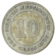 Монета 10 центов 1926 года Стрейтс Сетлментс (аверс)
