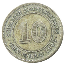 Монета 10 центов 1926 года Стрейтс Сетлментс (аверс)