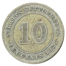 Монета 10 центов 1926 года Стрейтс Сетлментс (аверс)