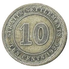 Монета 10 центов 1926 года Стрейтс Сетлментс (аверс)