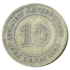 Монета 10 центов 1926 года Стрейтс Сетлментс (аверс)