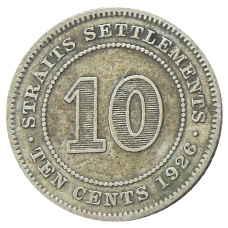 Монета 10 центов 1926 года Стрейтс Сетлментс (аверс)