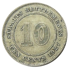 Монета 10 центов 1927 года Стрейтс Сетлментс (аверс)