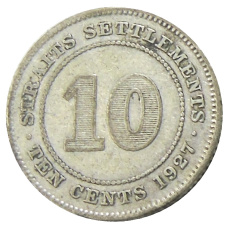 Монета 10 центов 1927 года Стрейтс Сетлментс (аверс)