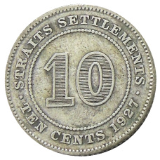 Монета 10 центов 1927 года Стрейтс Сетлментс (аверс)