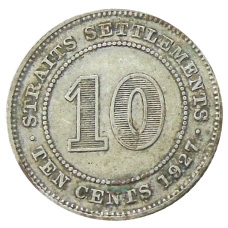 Монета 10 центов 1927 года Стрейтс Сетлментс (аверс)