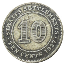 Монета 10 центов 1927 года Стрейтс Сетлментс (аверс)